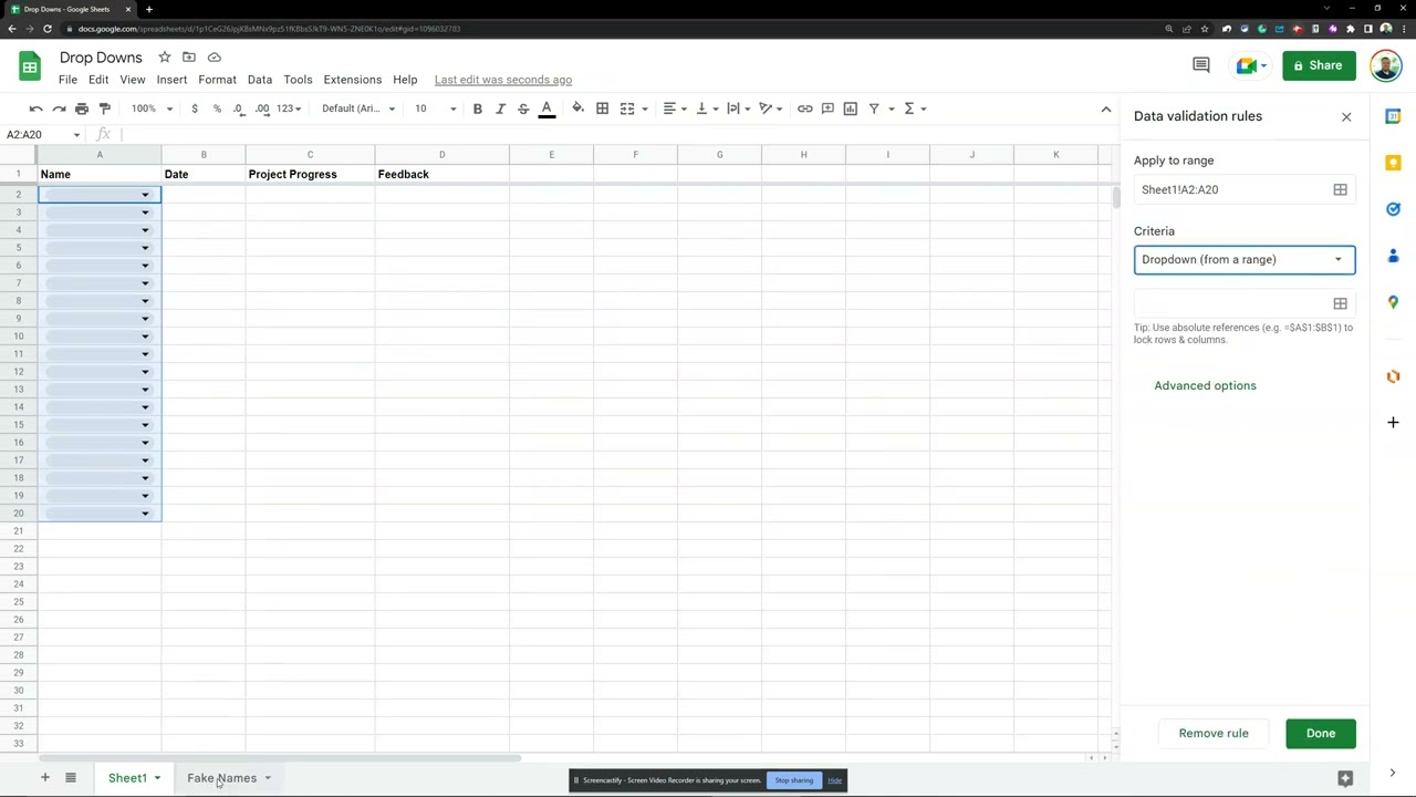 Using Updated Dropdowns in Google Sheets