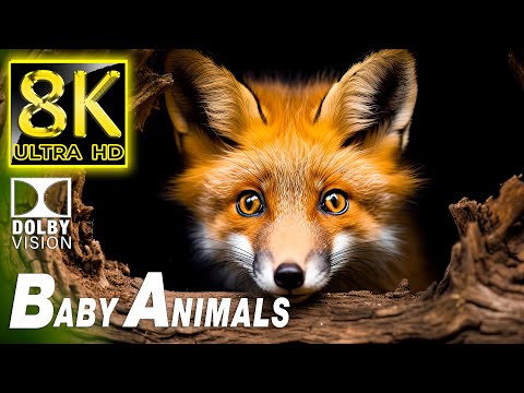 Baby Animals 8K UHD (60FPS) - Funny Baby Wild Animals With Relaxing Music (Colorfully Dynamic)