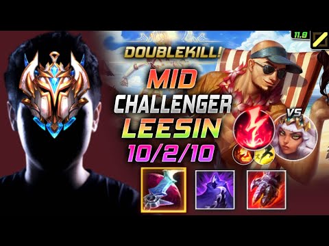 Challenger Lee Sin MID vs Qiyana - 천상계 미드 리신 템트리 룬 월식 감전 - LOL KR 11.9