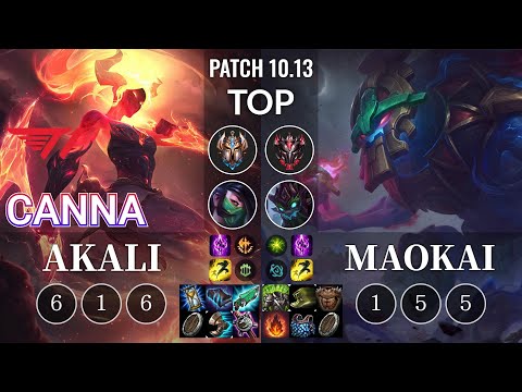 T1 Canna Akali vs Maokai Top - KR Patch 10.13