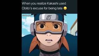 Kakashi used obito&#39;s excuse for being  late #kakashi #obito #naruto #shorts