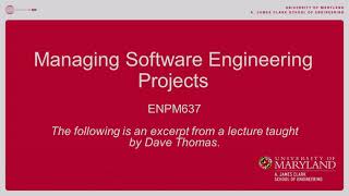 Intro to ENPM637: Managing Software Engineering Projects