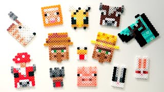 10 Easy Minecraft Perler Bead Farm Animals Keychain Designs