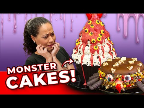 Halloween Monster CAKES! Giant Cupcake & Ice Cream...