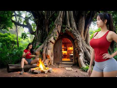 TIMELAPSE - 90 Days of Survival Alone | Building the Ultimate TREEHOUSE Shelter in the Rainforest