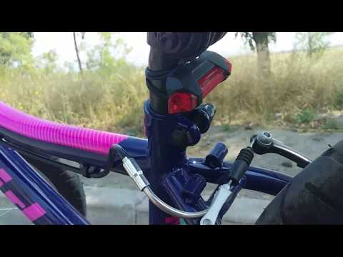 как светит LED фара FY-317 и задний фонарь в ночное время суток.+ как крепится на велосипед .