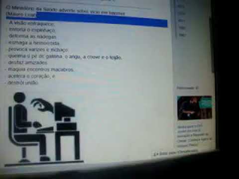 O Ministério da Saúde adverte sobre vício em internet