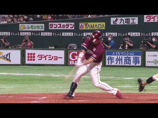 【3回表】首位の座は渡さない!! イーグルス・島内宏明 タイムリー2ベースで追加点!! 2022年6月17日 福岡ソフトバンクホークス 対 東北楽天ゴールデンイーグルス