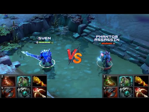 Dota 2 | Sven vs Phantom Assassin lvl 30 | [WITH SKILLS] | Same Full Items