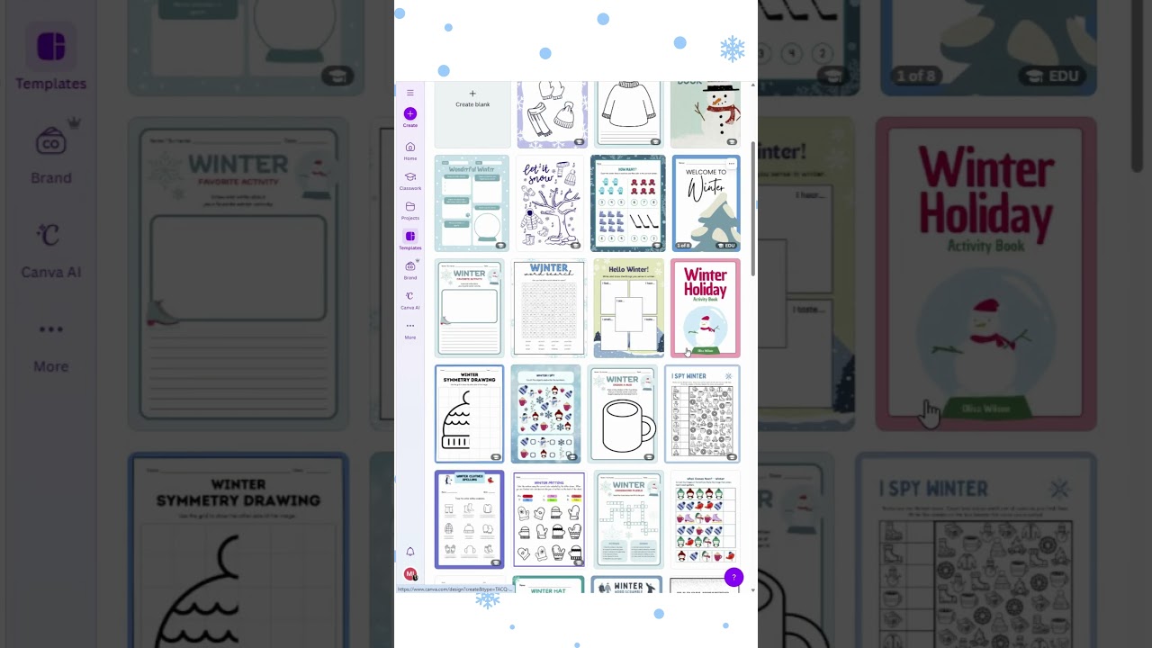 Let's print winter worksheets together! #canvatutorial #worksheet