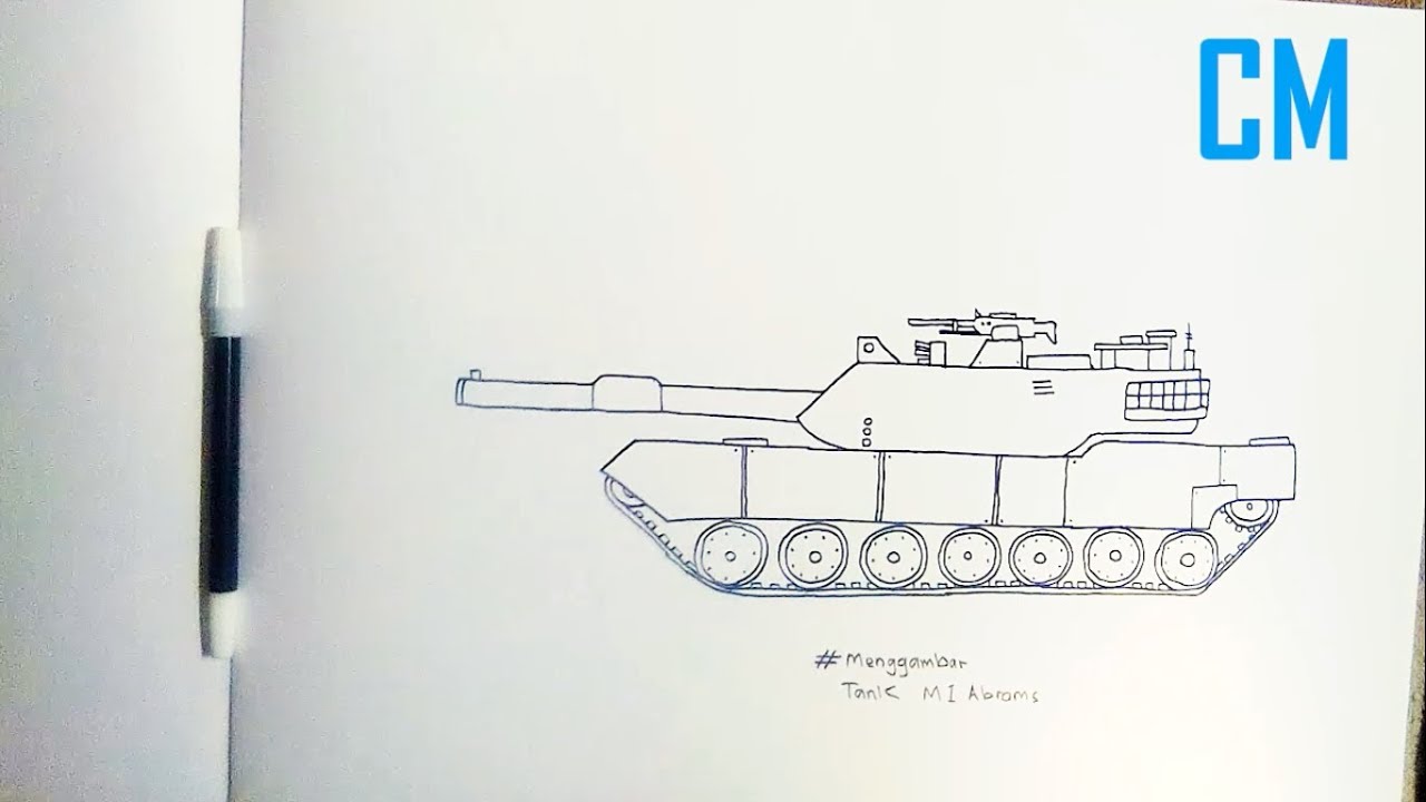 Cara Menggambar Tank M1 Abrams [Main Battle TANK]