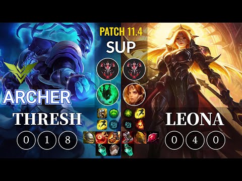 V3 Archer Thresh vs Leona Sup - KR Patch 11.4
