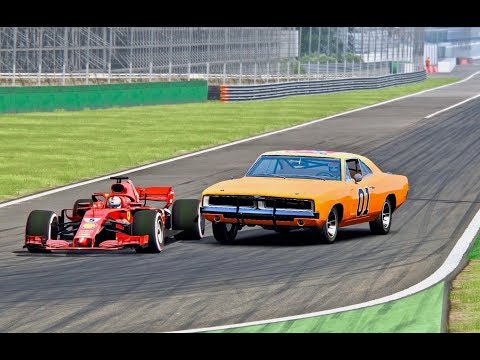 Ferrari F1 2018 vs Hazzard General Lee Car - Monza