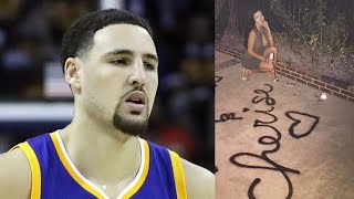 Klay Thompson's Crazy Girlfriend Spray Paints Her Name On His House