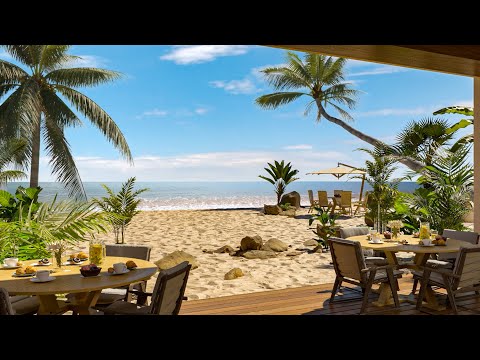 Relaxing Bossa Nova Jazz Music at the Beach Cafe with Ocean Waves to Relax | Rio Vibes