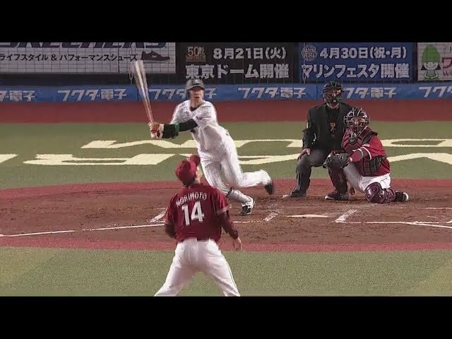 【1回裏】ZOZOマリンも熱狂!! マリーンズ・藤岡裕のプロ初ヒットは2ベース!! 2018/3/30 M-E