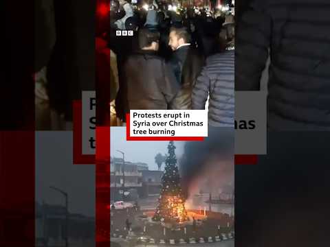 Video | Protests in Syria over Christmas tree burning. #Syria #BBCNews