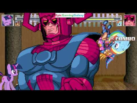 Twilight Sparkle And Dark Magician Girl VS Galactus & Rainbow Dash In A MUGEN Match / Battle / Fight
