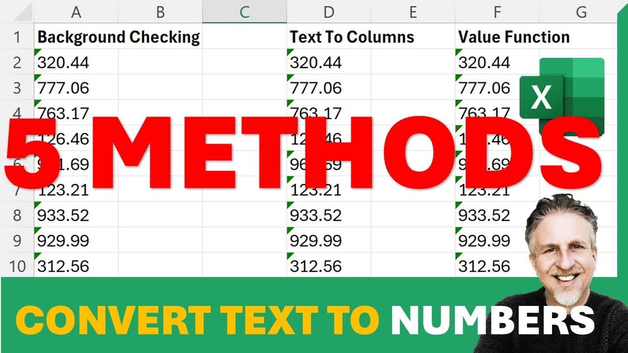 Excel - Text to Number Conversions - 5 Methods
