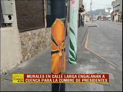 Murales en calle larga engalanan a Cuenca para la cumbre de presidentes