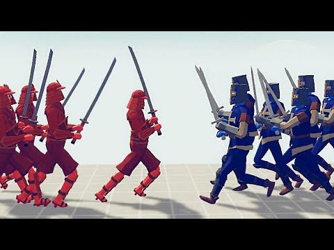 50x SAMURAI UNITS  vs 50x SQUIRE UNITS | Totally Accurate Battle Simulator-TABS