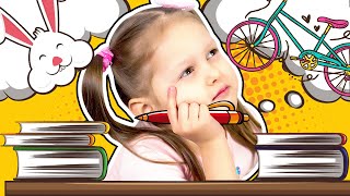 О чем думает голова Амельки? Амелия Замечталась! Малыш делает домашнее задание Видео для детей