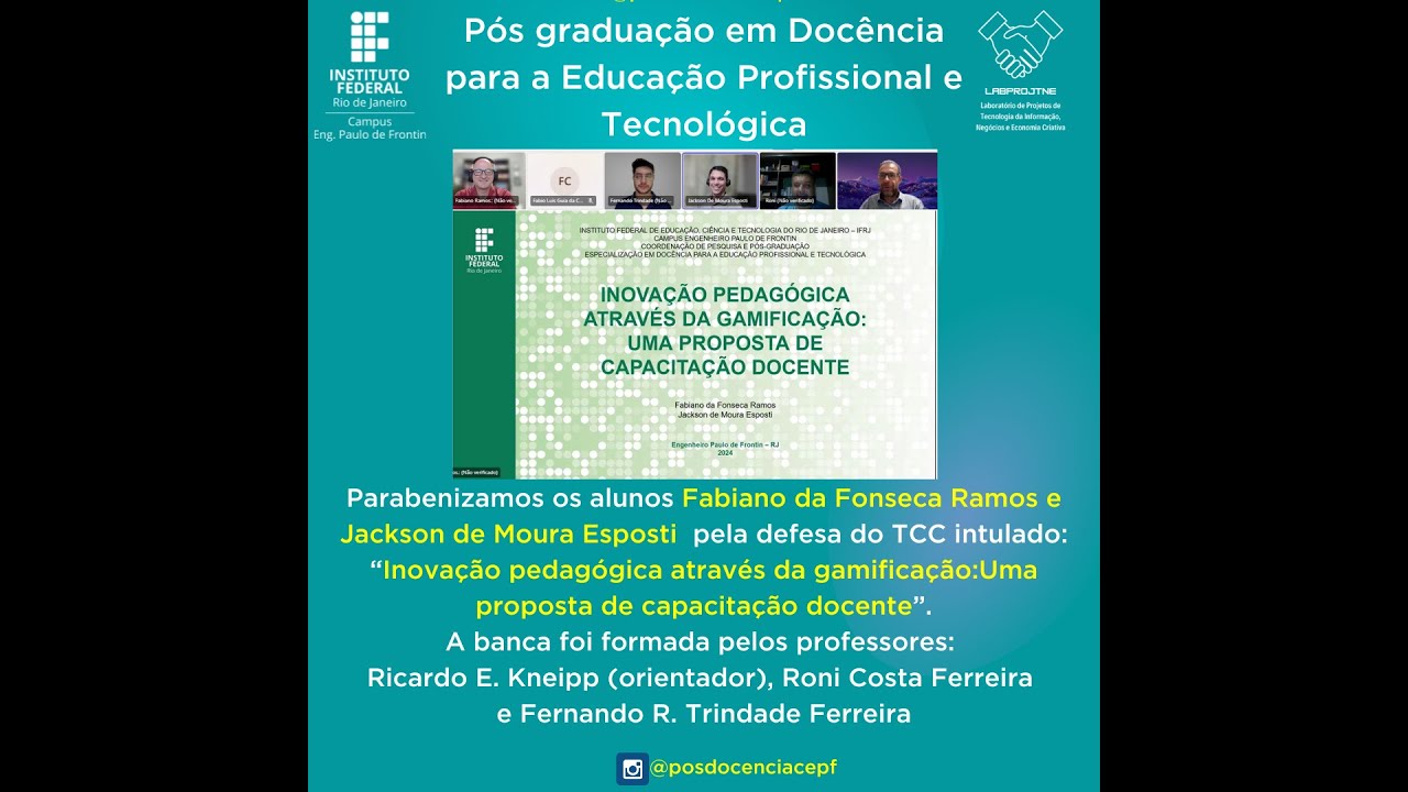 Banca de TCC   Pós Docência  Fabiano da Fonseca Ramos Jackson de Moura Esposti - 7/8/2024