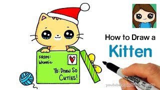 How to Draw a Kitten for Christmas Easy