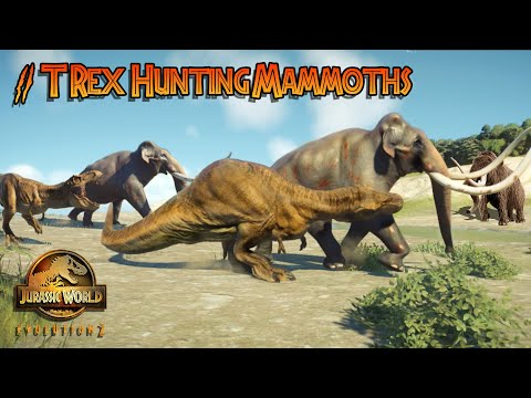 2X T-REX HUNTING MAMMOTHS - JURASSIC WORLD EVOLUTION 2 DINO FIGHT