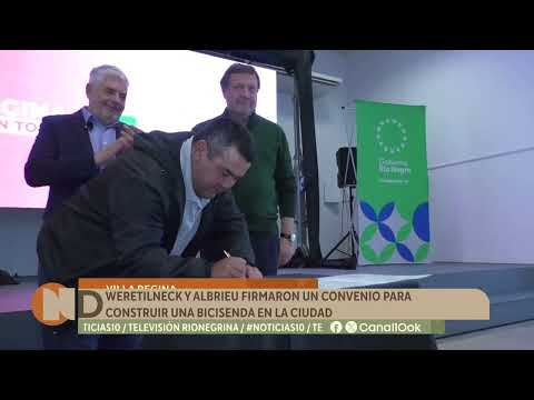Weretilneck y Albrieu firmaron un convenio para construir una bicisenda en a ciudad de Regina