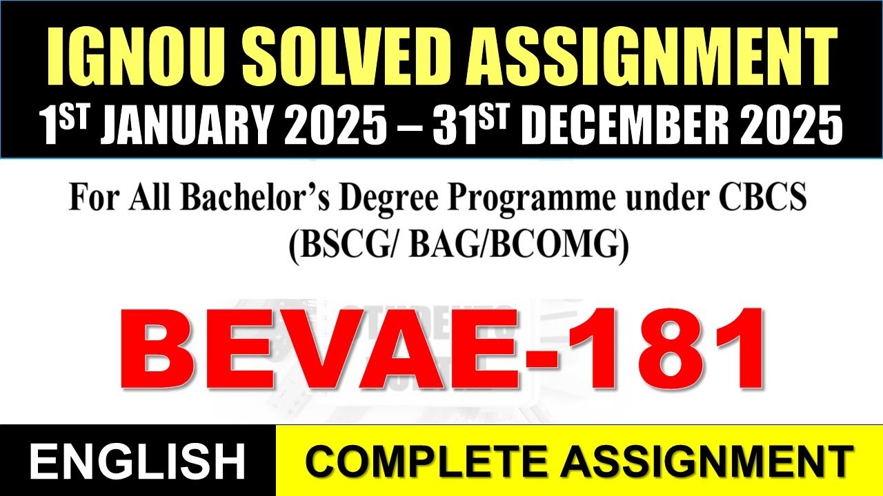 BEVAE 181 Solved Assignment 2024-25 | bevae-181 solved assignment in English | July 2024 to Jan 2025