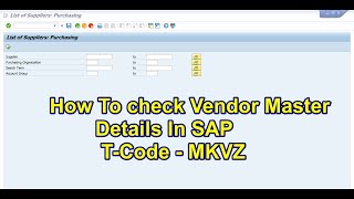 How to check vendor details in SAP : vendor master details report in SAP