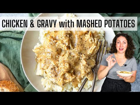 Home-Style Shredded Chicken and Gravy over Mashed Potatoes