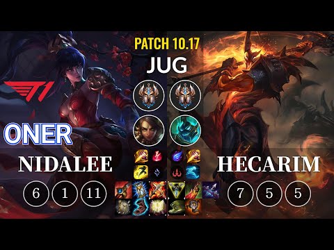 T1 Oner Nidalee vs Hecarim Jungle - KR Patch 10.17