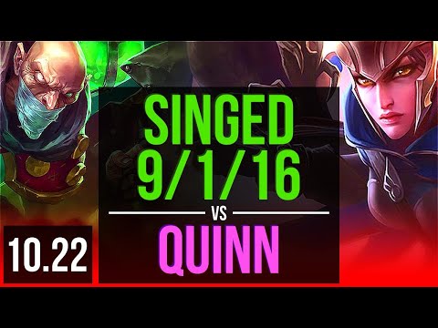 SINGED vs QUINN (TOP) | 9/1/16, 1.9M mastery, Legendary | NA Diamond | v10.22