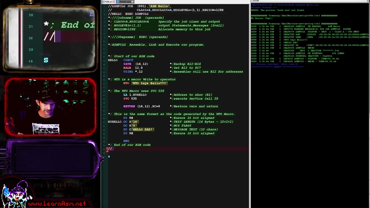Hello World on the IBM 360/ IBM370 - IBM370 Lesson S1