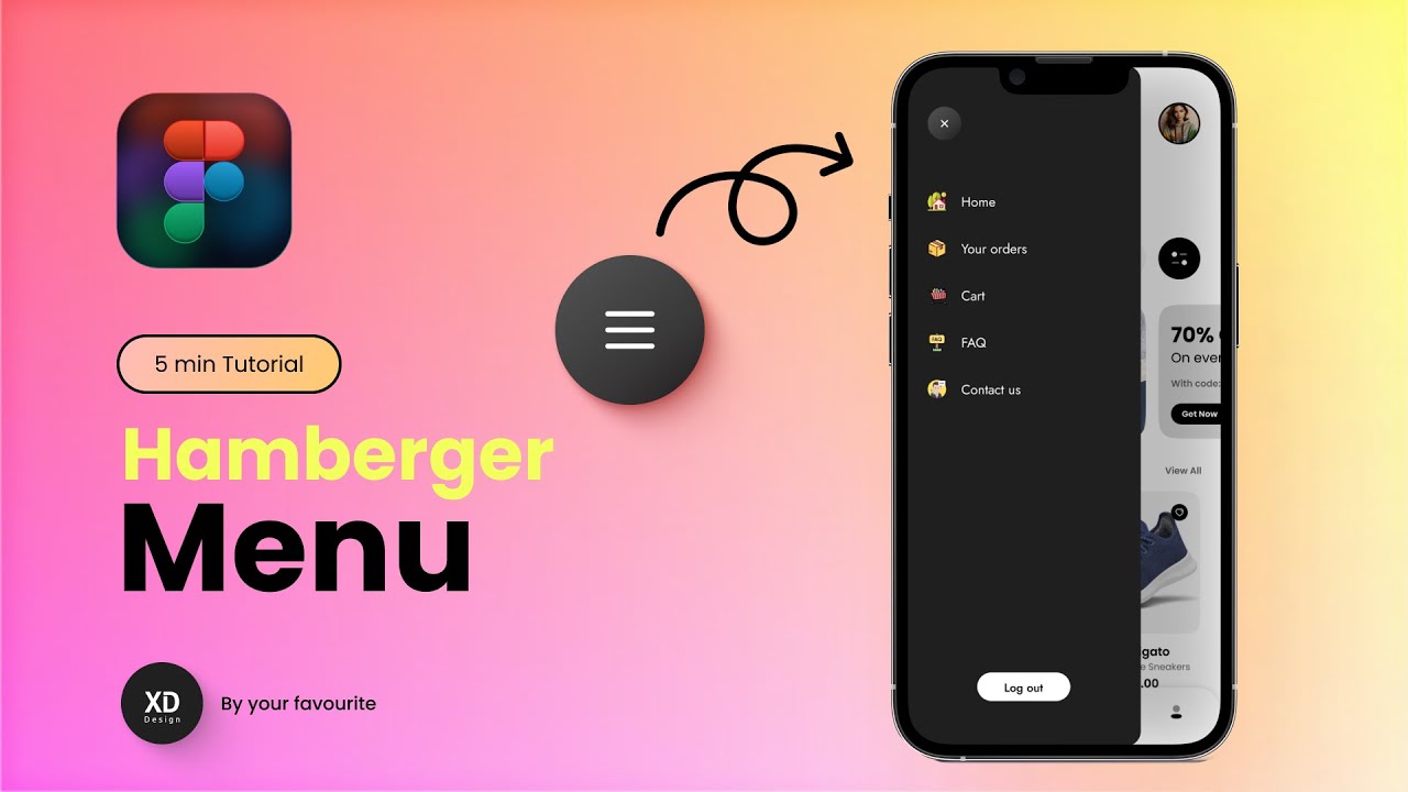 HAMBURGER MENU NAVIGATION in Figma | XD Design