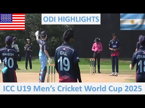 ODI Highlights | USA vs Argentina | ICC U19 Men's Cricket World Cup Americas Qualifier, 2025