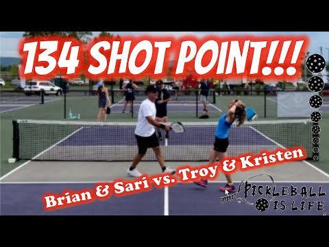 134 Shot Pickleball Point - Brian & Sari vs. Troy & Kristen