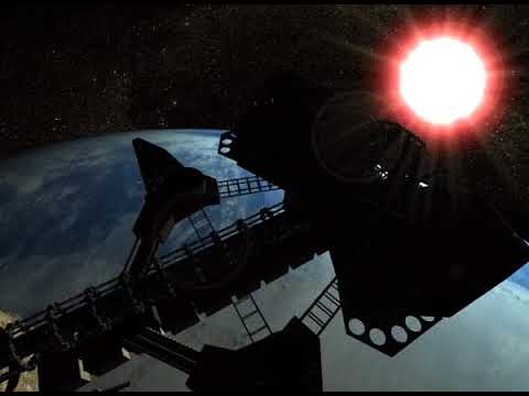 3D Animation of flying starship in space