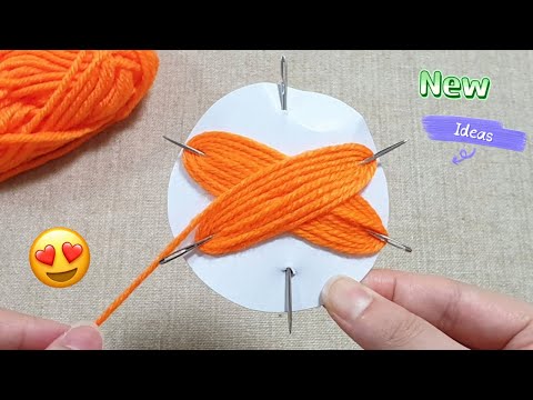 It's so Cute !! Superb woolen flower making trick using paper - Hand embroidery amazing flower