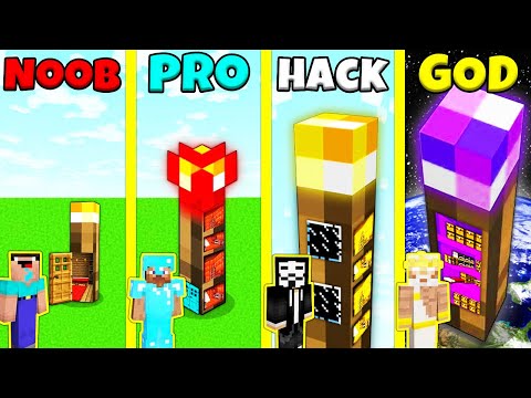 TEN - Minecraft Animations - Minecraft Battle: NOOB vs PRO vs HACKER vs GOD: TORCH HOUSE BUILD CHALLENGE / Animation