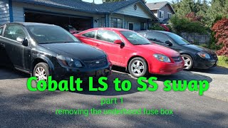 2006 Chevy Cobalt fuse box removal in preparation for an engine removal SS swap