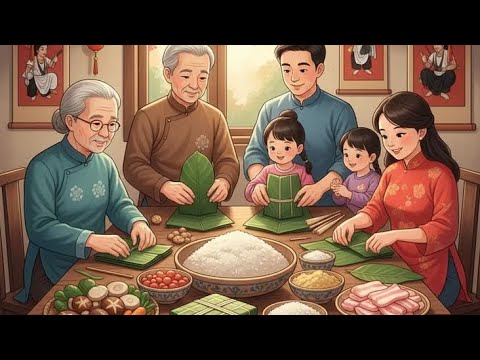 Mashup bánh chưng bánh tét bao lì xì đỏ 