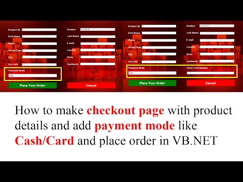 How to make checkout page with Payment mode Cash Card option in VB NET project | Gift Shop