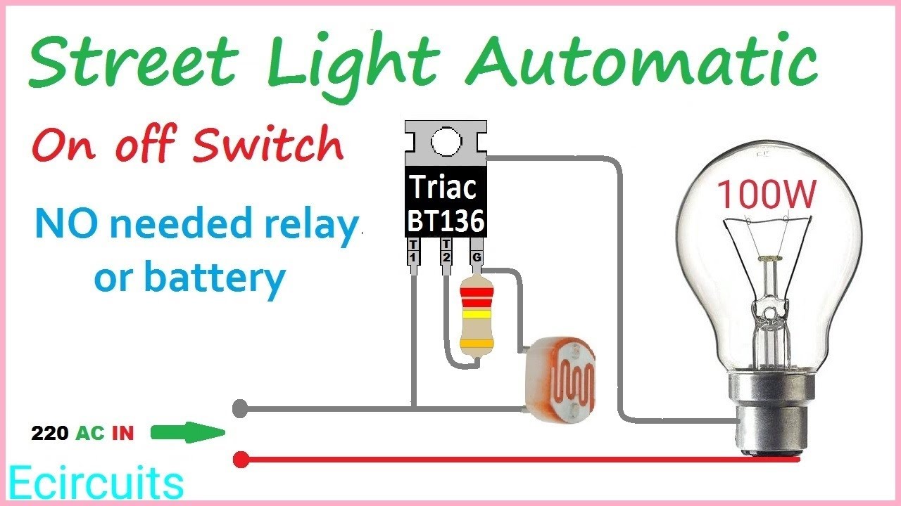 Automatic street light on off directly with 220ac no relay or battery