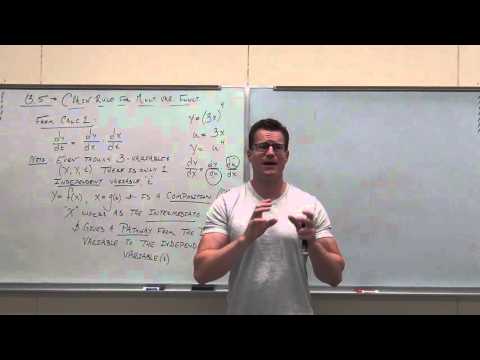 Calculus 3 Lecture 13.5:  The Chain Rule for Multivariable Functions