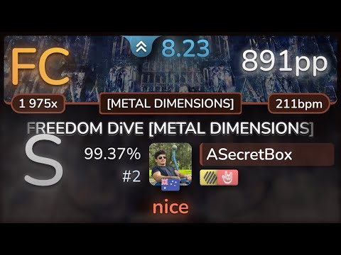 8.2⭐ ASecretBox | cosMo@bousouP - FREEDOM DiVE [METAL DIMENSIONS] +HDHR 99.37% (#2 891pp FC) - osu!