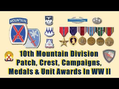 10th Mountain Division Unit Patches, Crest, Campaigns, Medals and Combat Losses in Italy, WW II.