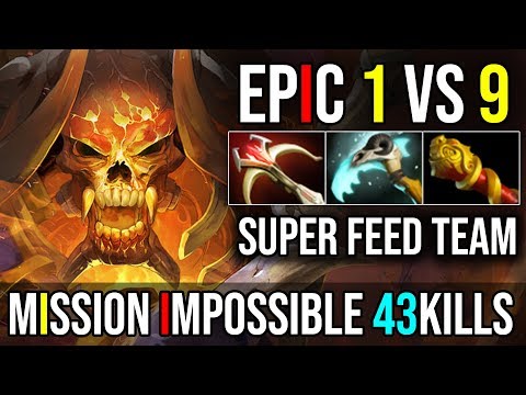MISSION IMPOSSIBLE [Clinkz] Epic 1Vs9 Ultimate Feeding Team UNBELIEVABLE 43KILLS | Dota 2 FullGame